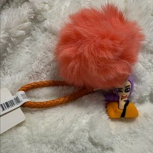 Coral Pom Pom Keyring with Character Charm K-Pop